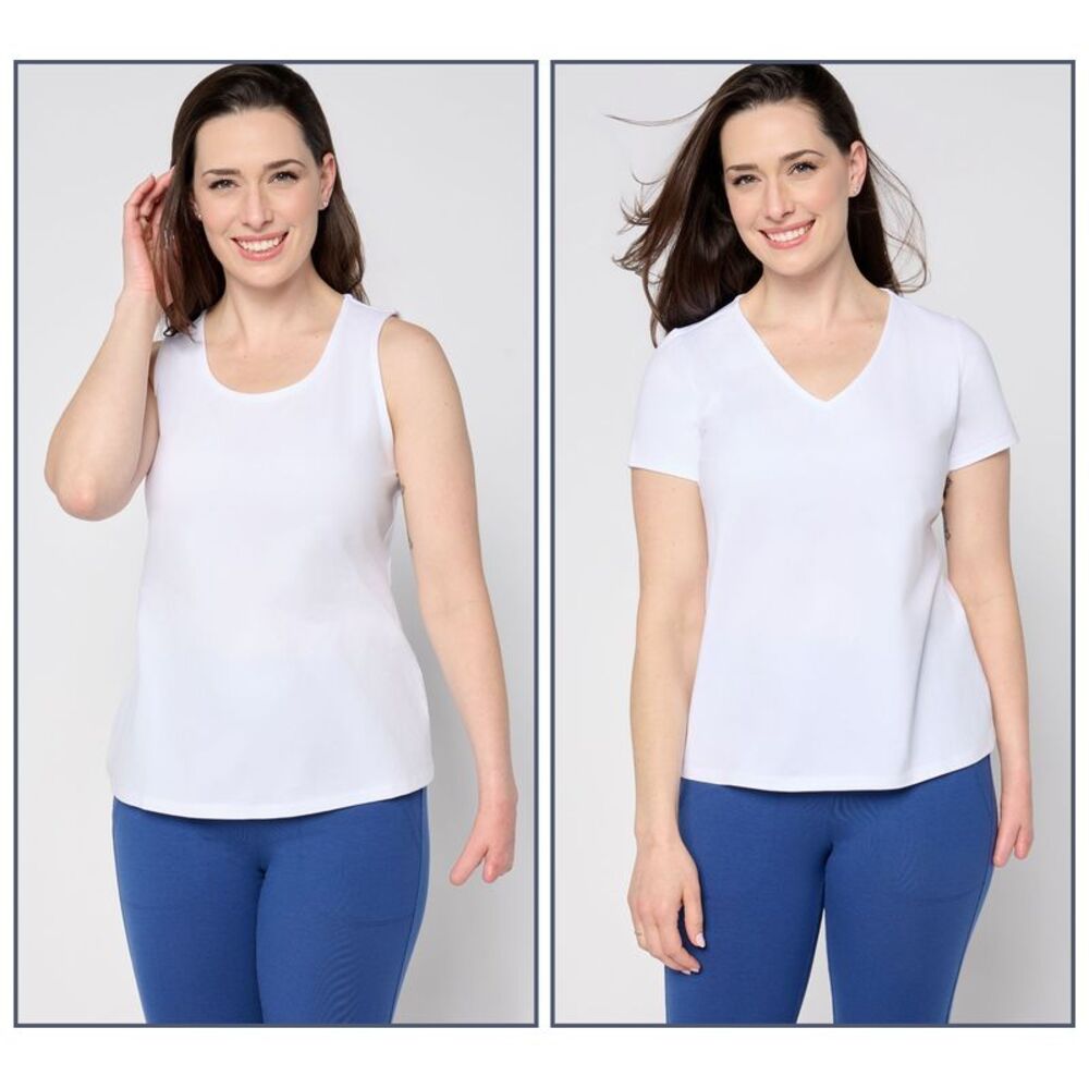 Women Control Women's Top Sz L Wicked Tee Tank Set White